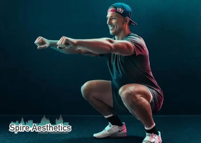 Image of man build leg muscle Prestwich through exercise